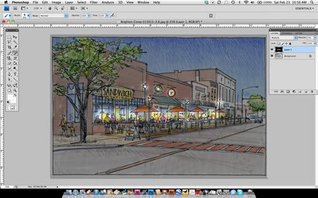 Creating a Night Scene from a Daytime Drawing