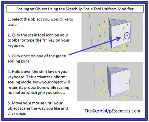 Modifying 3D Shapes in SketchUp Using the Scale Tool
