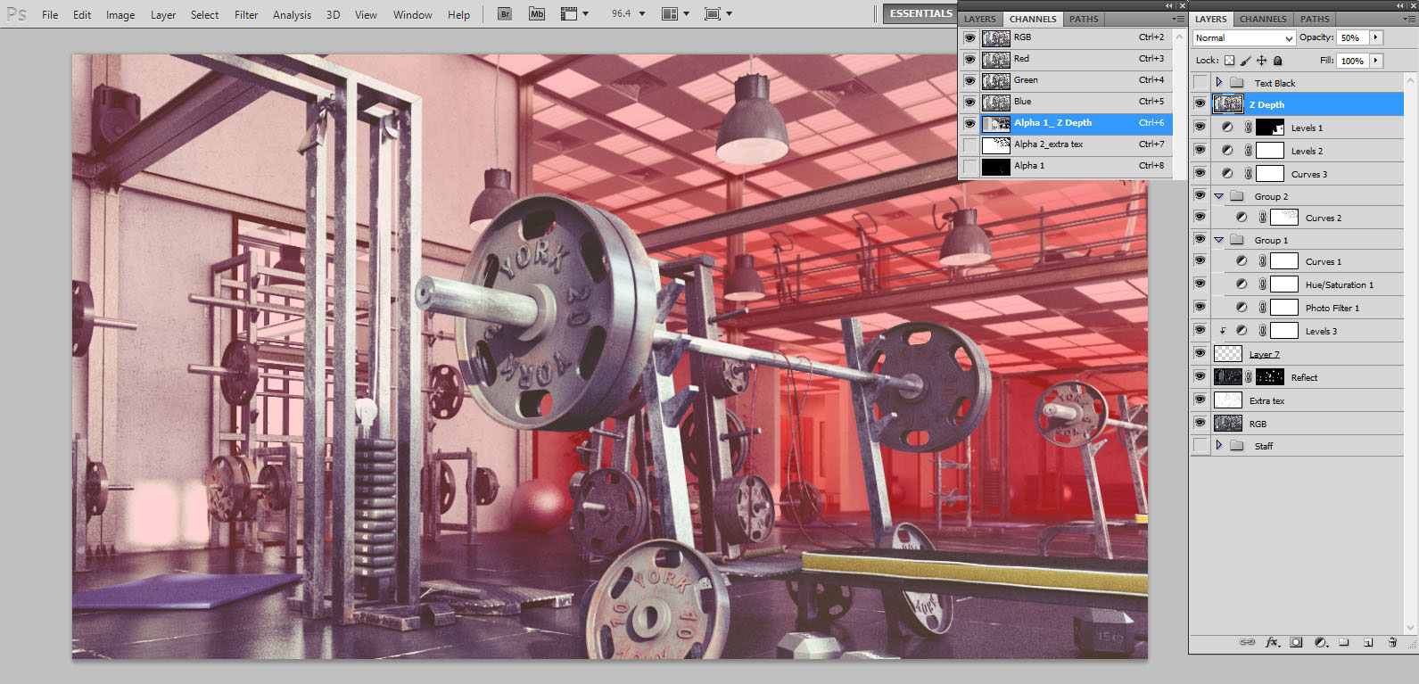 Making the model of a Gym with V-Ray and 3D Max