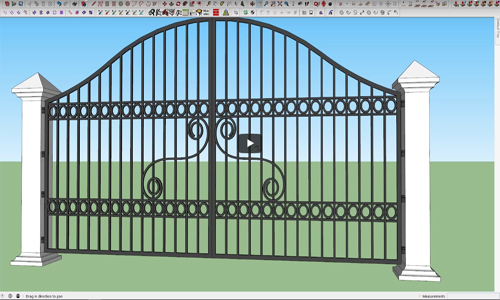 design a modern steel gate with sketchup make 2016