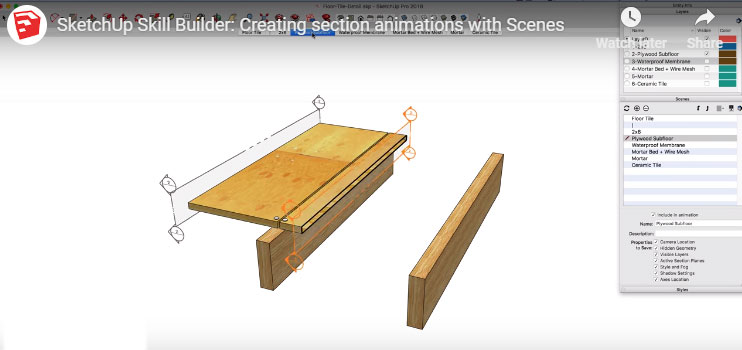 SketchUp Skill Builder: building section animations with Scenes
