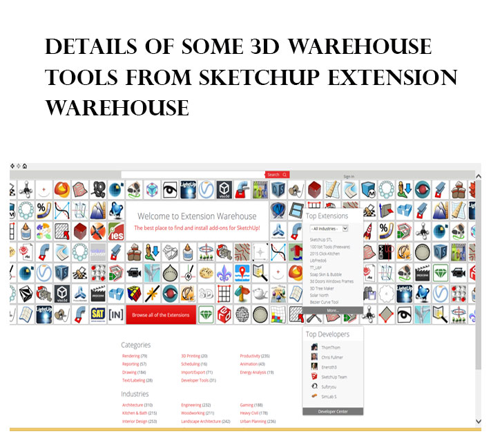 Details of some 3D Warehouse Tools from SketchUp Extension Warehouse