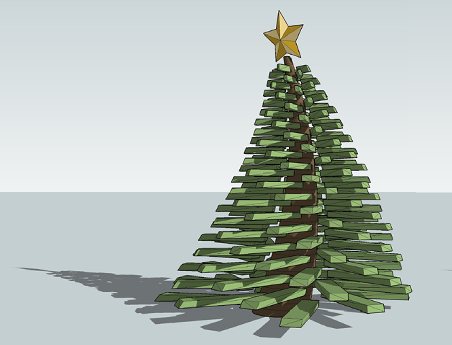 Modeling a Face Me Christmas Tree in SketchUp 