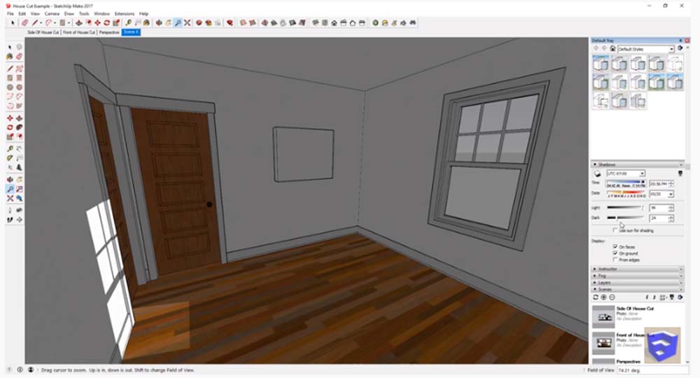 Usage of Soft shadows in SketchUp and how it helps to create realistic lighting 