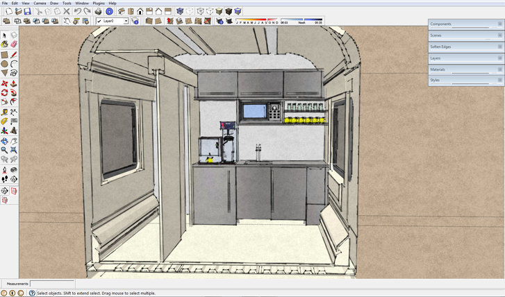 kitchen design in Rough Pencil Style