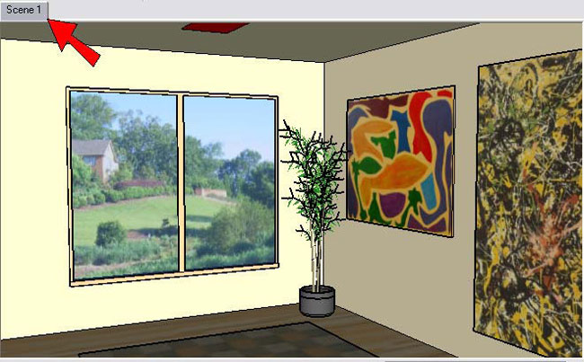 SketchUp window is a tab with Scene 1