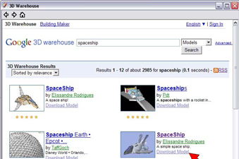 Spaceship to Mars, In Google Sketchup